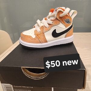 Jordan Kids Orange and White Sneakers